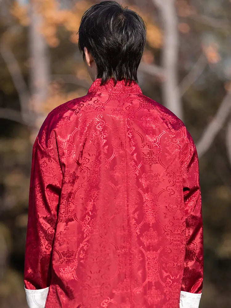 Veste de costume pour homme avec broderie de dragon chinois Manchu Tang Mandarin