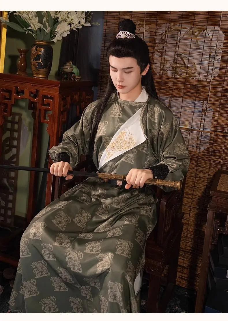 Ensemble de robe à col rond pour homme de la dynastie Tang | Skyward