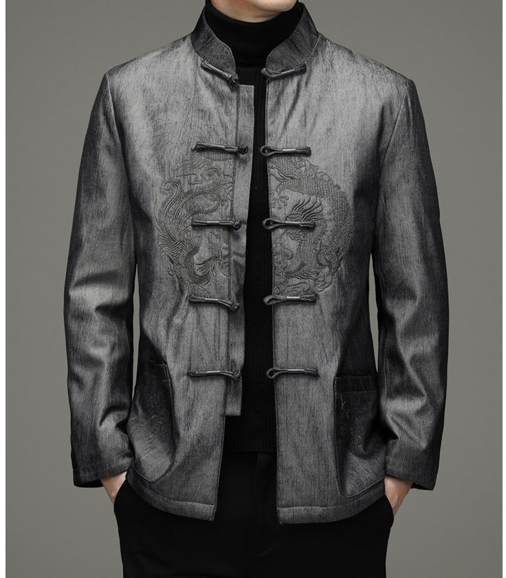 black Chinese Dragon Embroidery  Tang Jacket