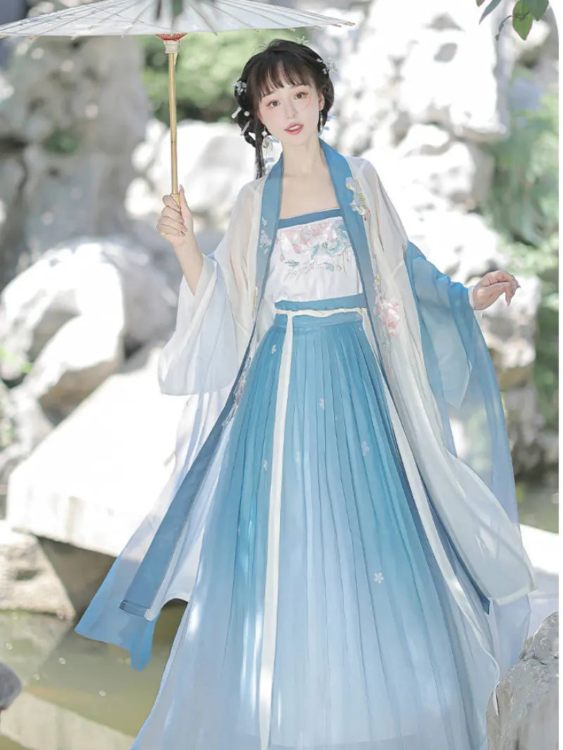 Blue and White  Song Dynasty Chinese Hanfu Dress