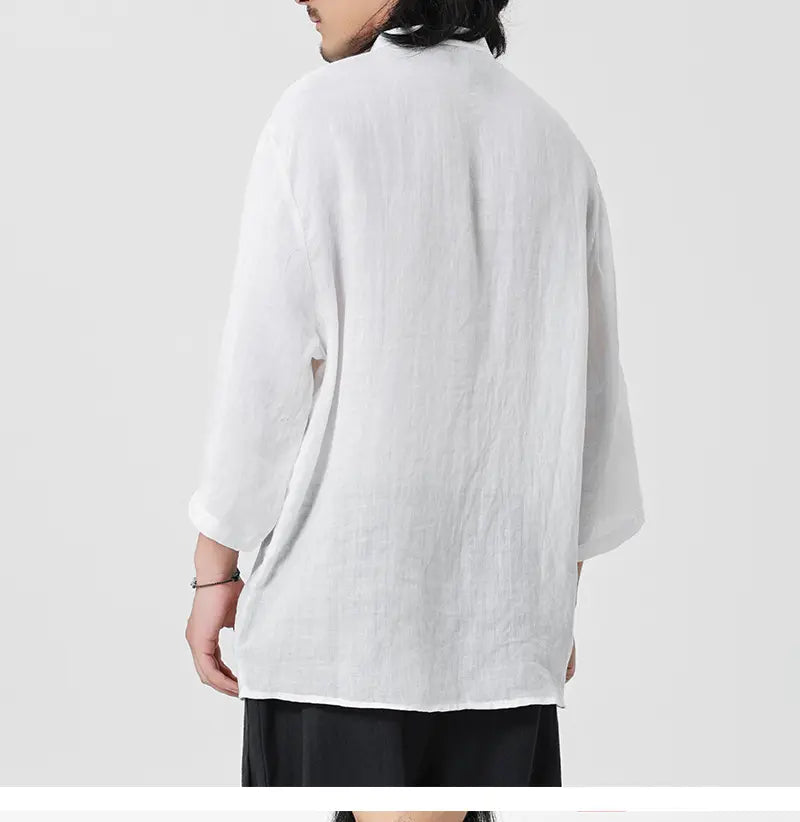 Vintage Chinese Style 100% Pure Ramie Tang Shirt