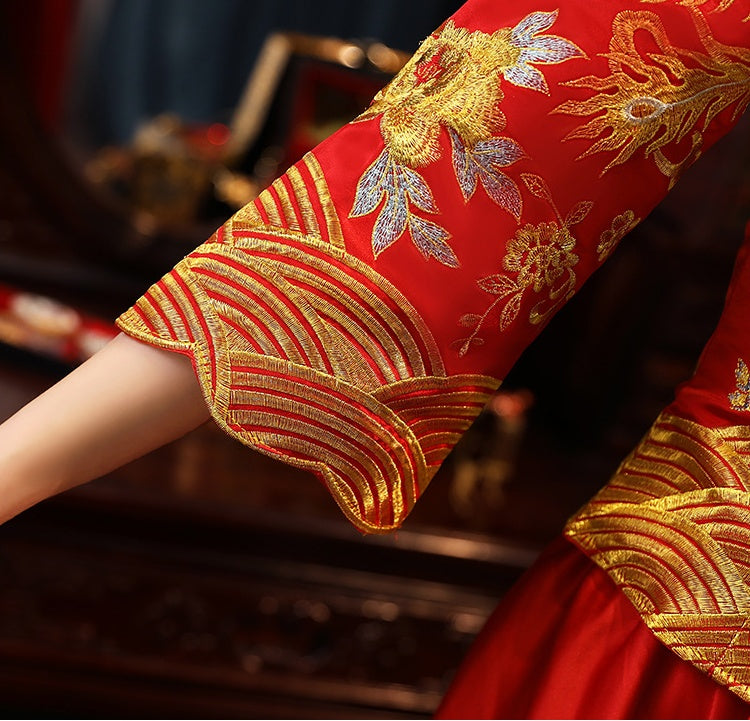 Chinese Wedding Bridal Qun Kwa Dress| Phoenix & Peony