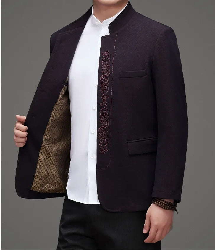 Costume chinois Zhongshan Tang pour homme à col mandarin