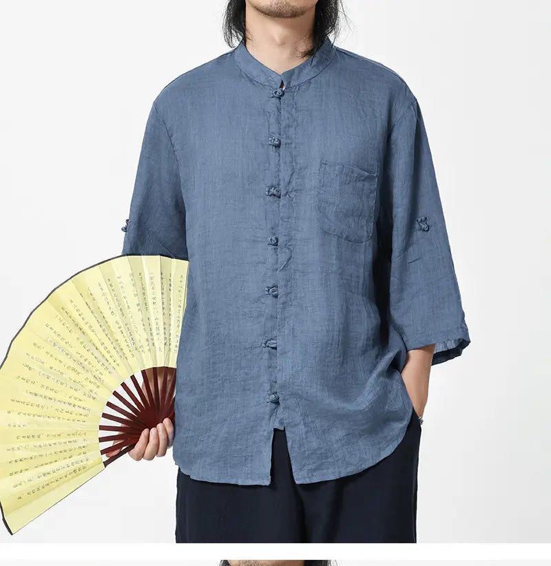 Vintage Chinese Style 100% Pure Ramie Tang Shirt