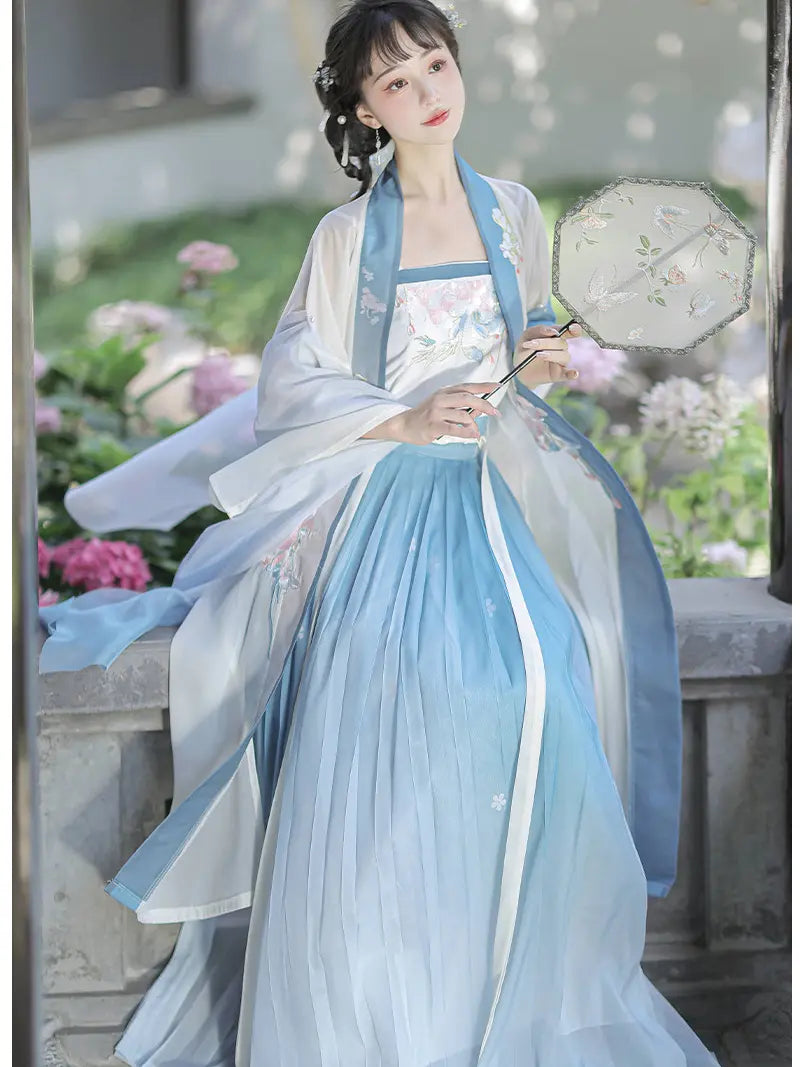 Blue and White  Song Dynasty Chinese Hanfu Dress
