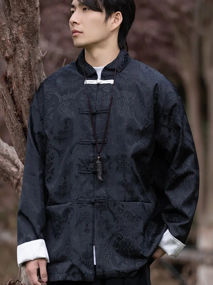 Veste de costume pour homme avec broderie de dragon chinois Manchu Tang Mandarin