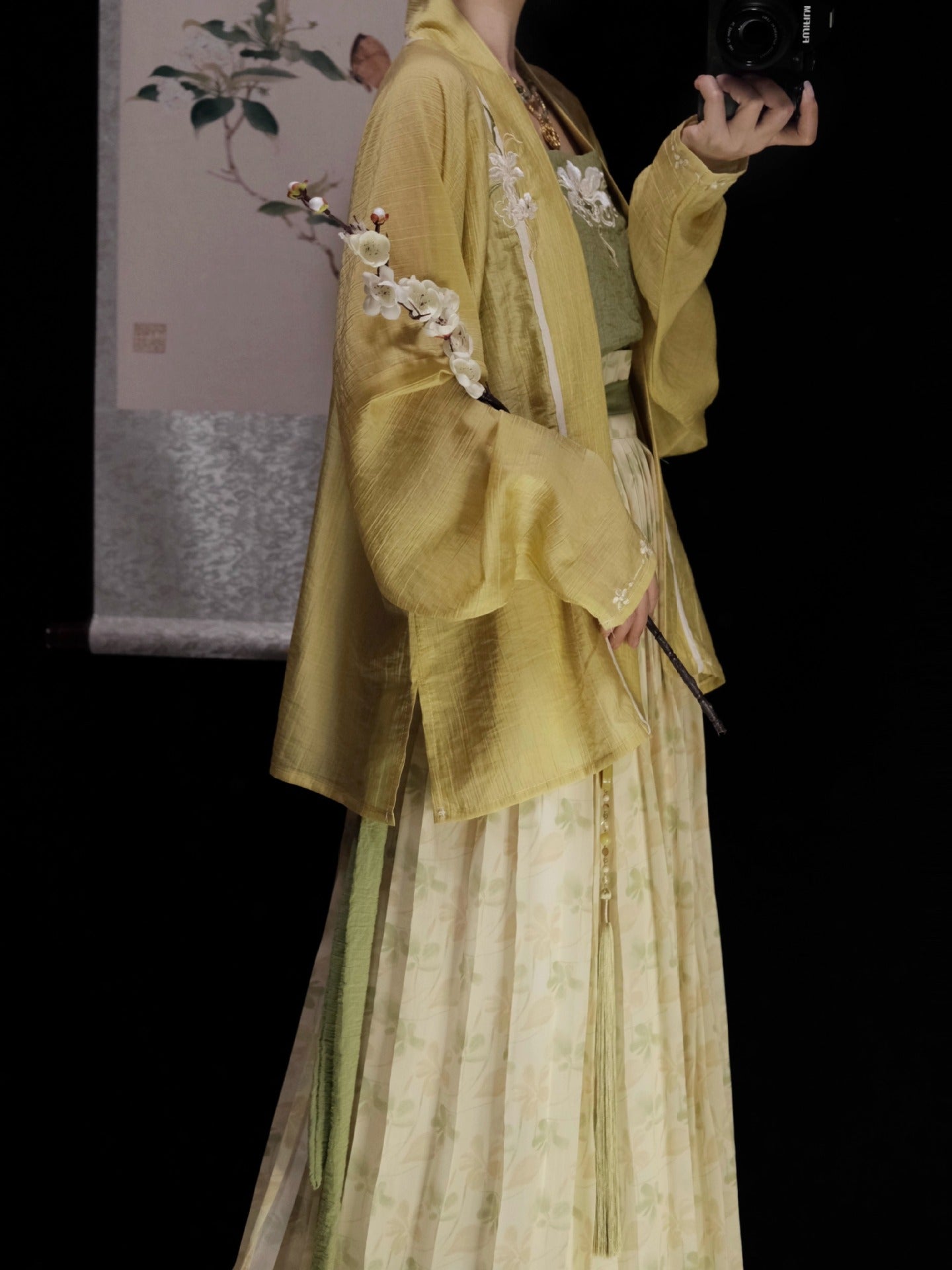 Green & Yellow Floral Song Dynasty Hanfu Set