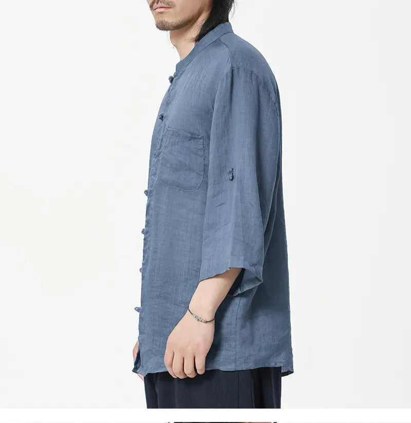Vintage Chinese Style 100% Pure Ramie Tang Shirt