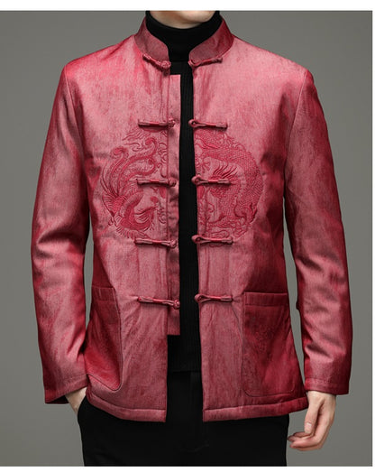 red Chinese Dragon Embroidery  Tang Jacket