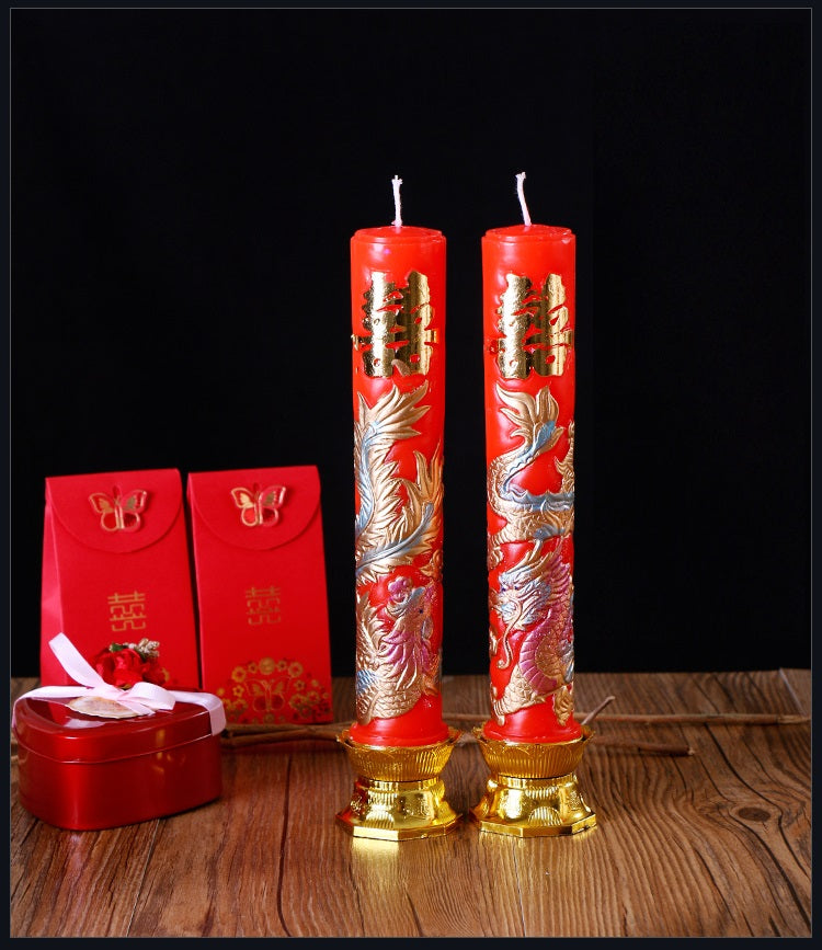 Red Dragon phoenix double happiness candle colors