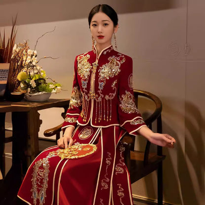 Chinese Velvet Wedding Qun Kwa Dress| Joy