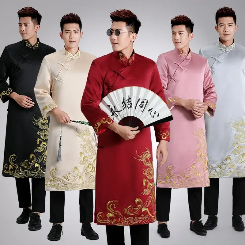 Veste Tang brodée de dragon pour homme – Tenue traditionnelle chinoise pour le marié et le témoin