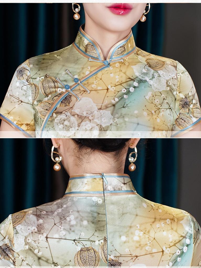 Traditional Chinese garment with intricate patterns and embroidery, featuring a close-up of the neckline.