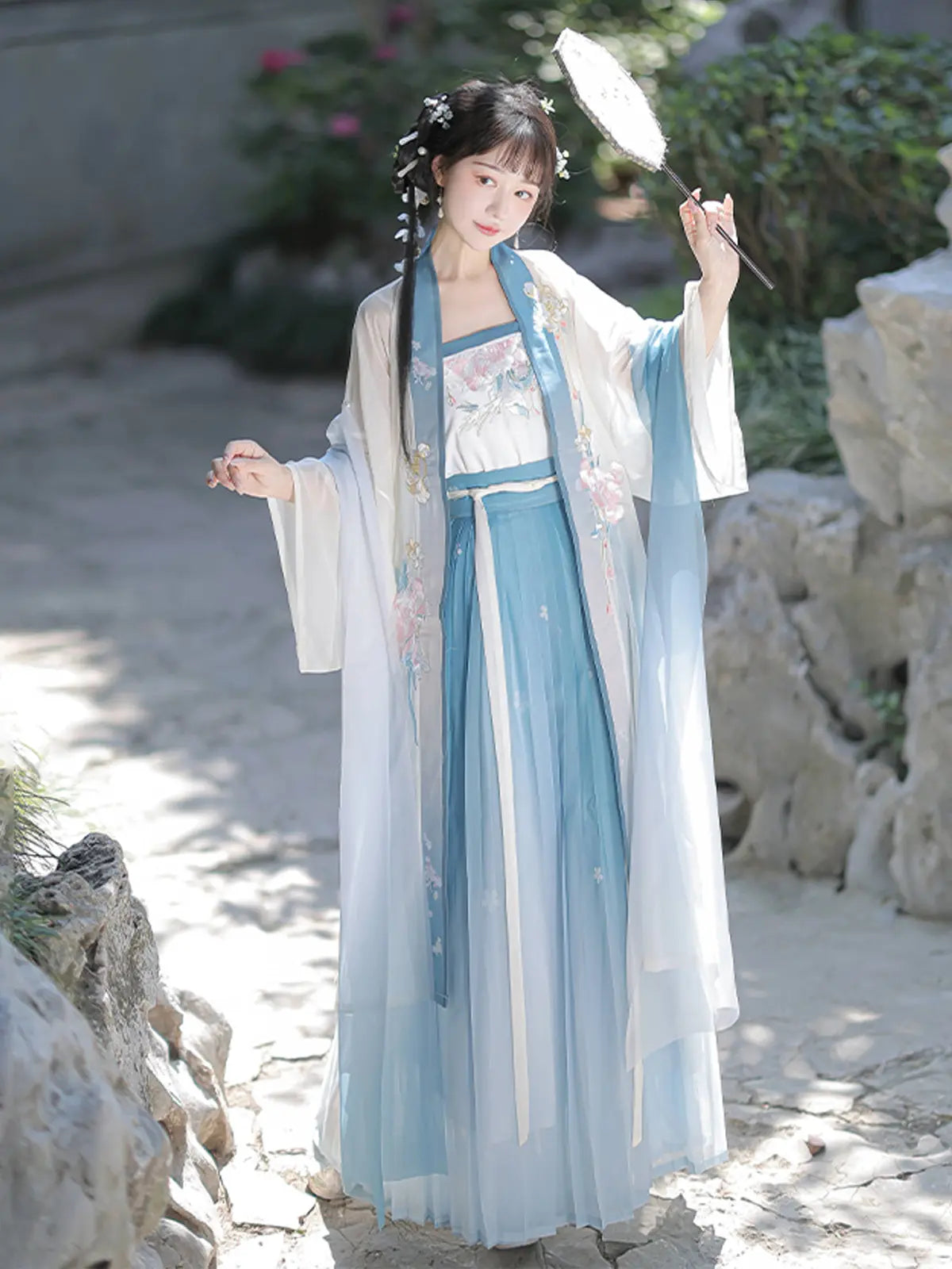 Blue and White  Song Dynasty Chinese Hanfu Dress