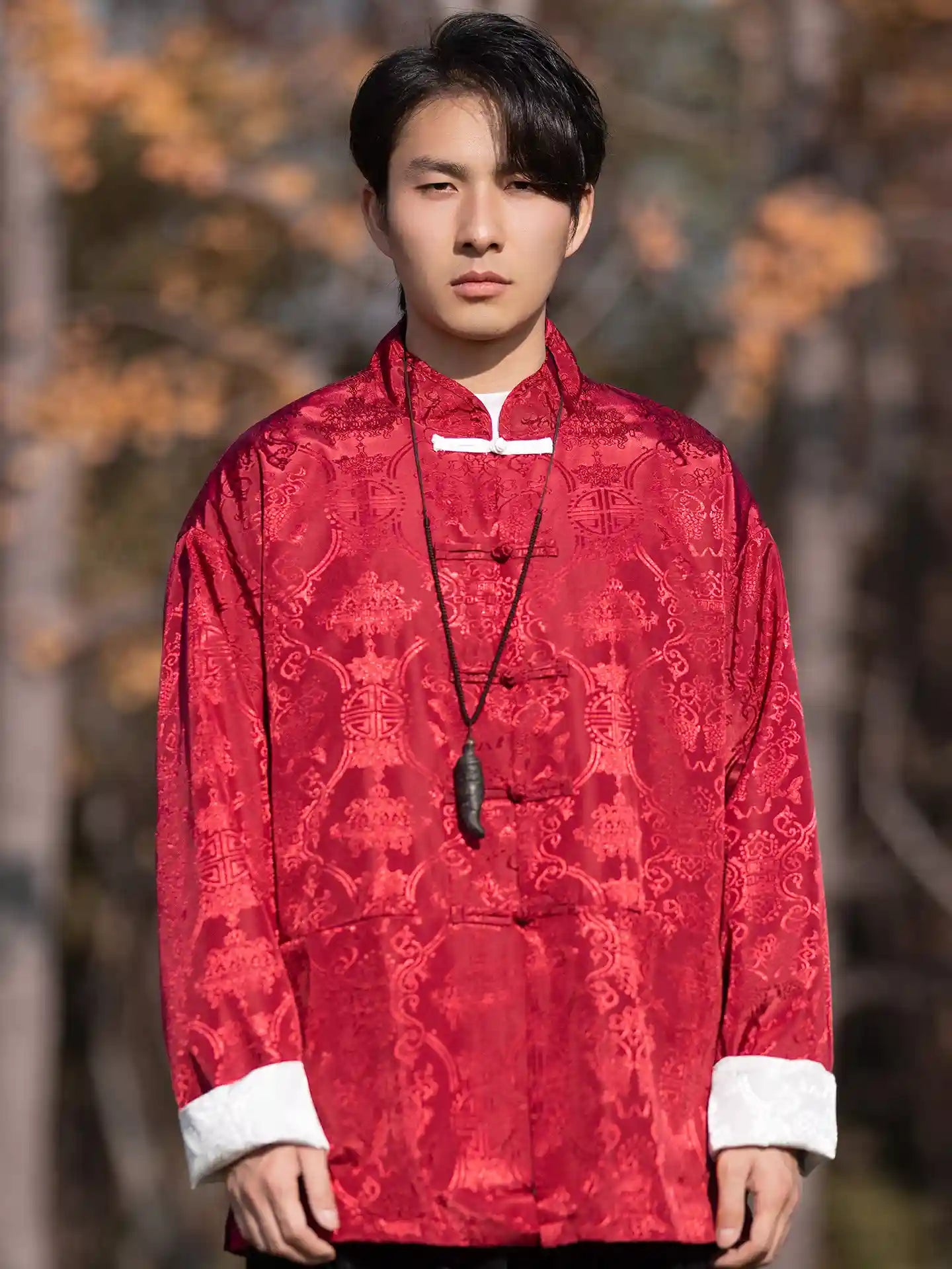 Veste de costume pour homme avec broderie de dragon chinois Manchu Tang Mandarin