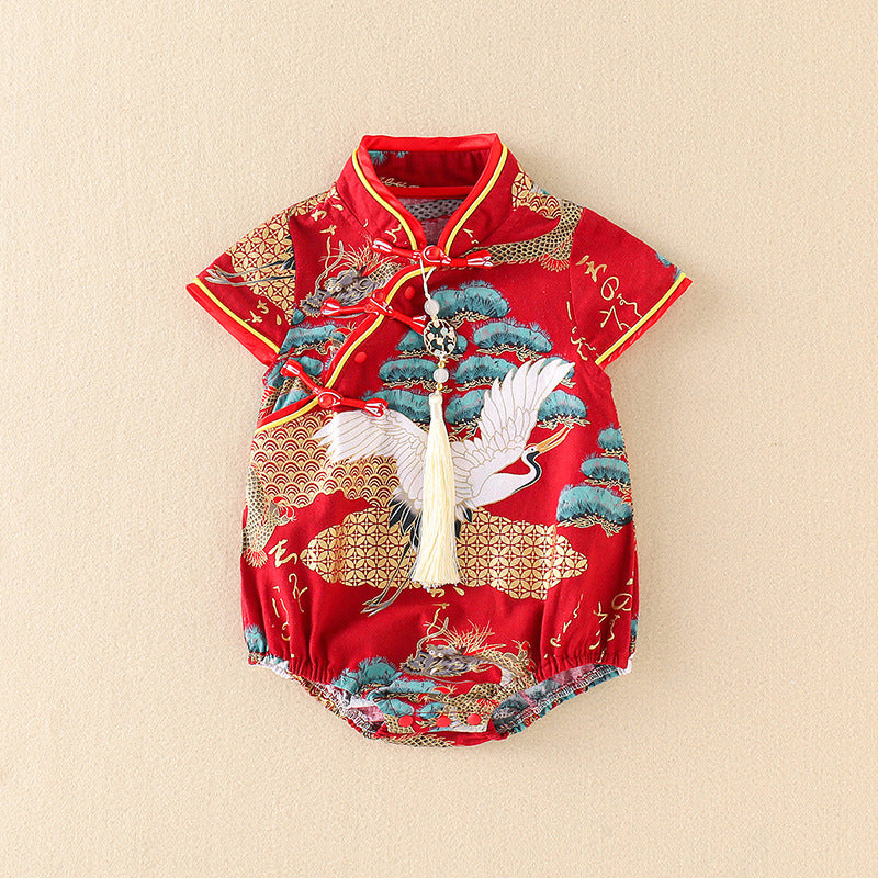 red chinese baby romper