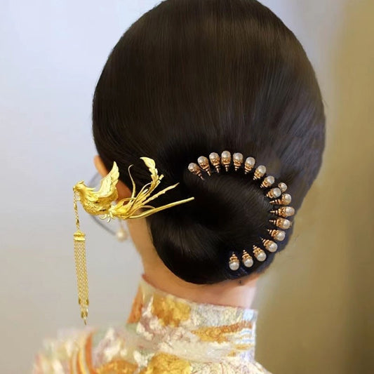 chinese bridal phoenix and pearl sticks