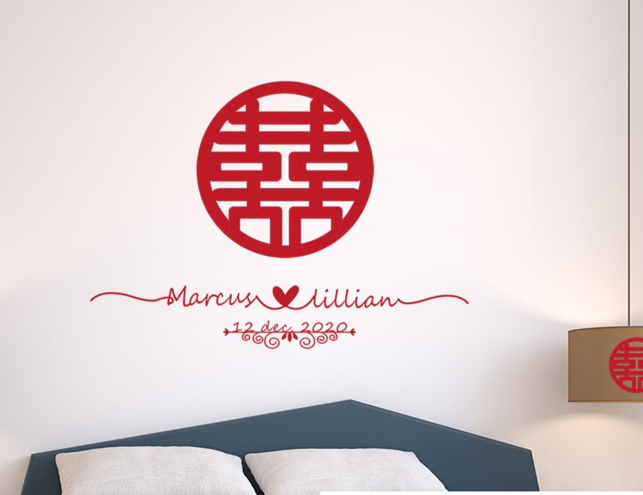 Red Double Happiness Wall Sign | Circle - Oriental Me