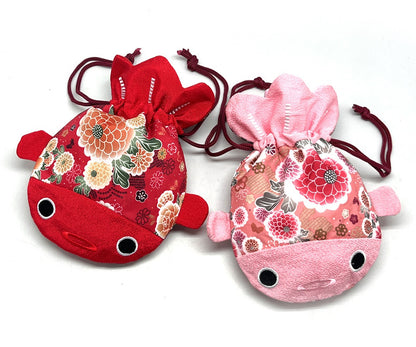 Oriental Floral Goldfish Pouch Bag