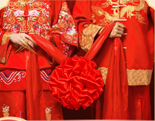 red Asian Wedding Pom Pom for Groom, wedding deco