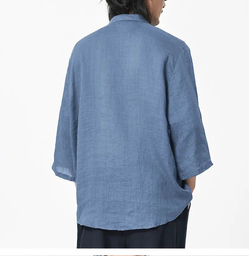 Vintage Chinese Style 100% Pure Ramie Tang Shirt