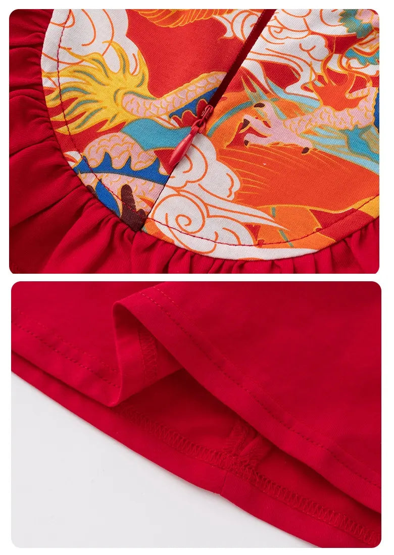 Baby-Mädchen-Qipao-Kleid im chinesischen Tang-Stil mit Stirnband