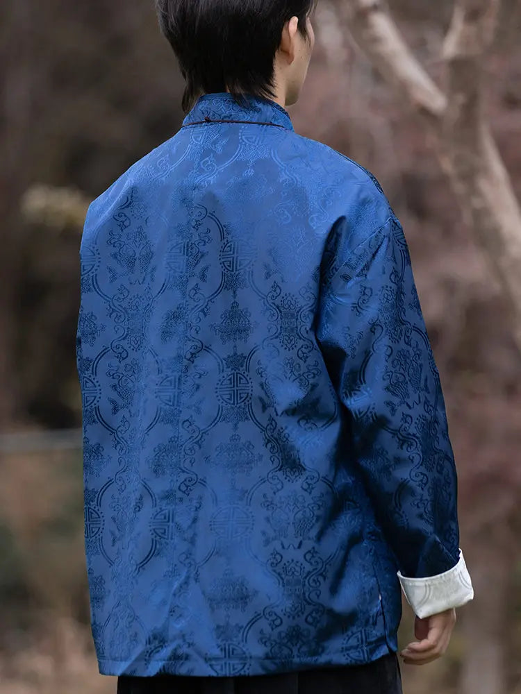 Veste de costume pour homme avec broderie de dragon chinois Manchu Tang Mandarin