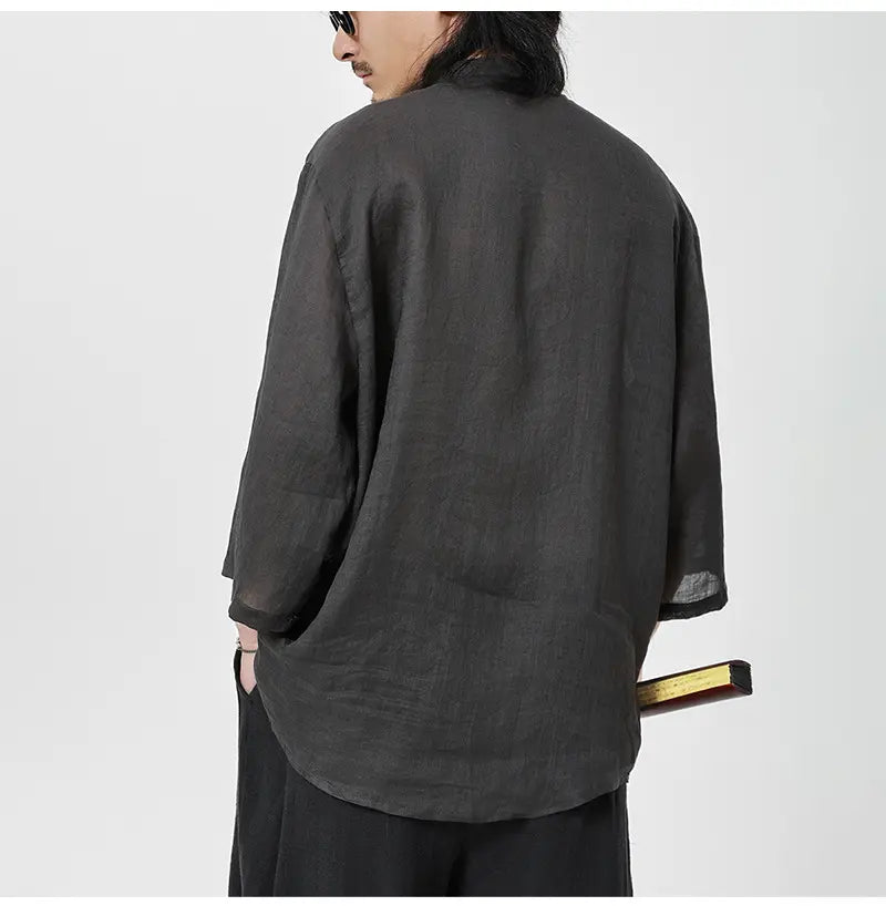 Vintage Chinese Style 100% Pure Ramie Tang Shirt