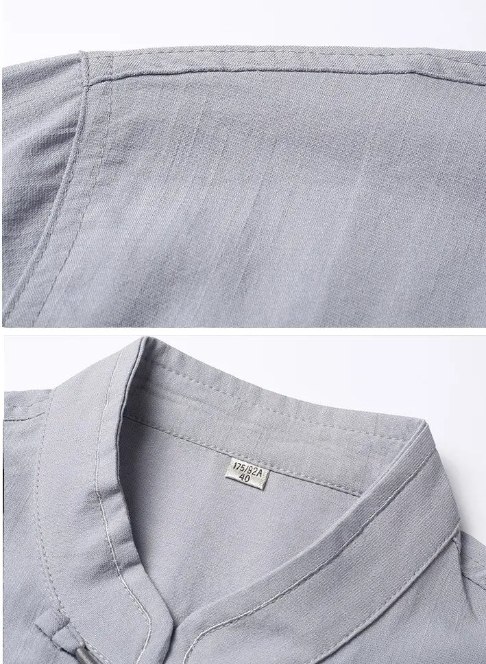 Men's Short-Sleeve Mandarin Collar Tang Shirt