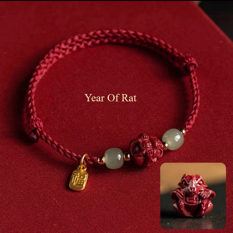 Chinese Zodiac Year of Rat  Red 
 Luck Rope Bracelet