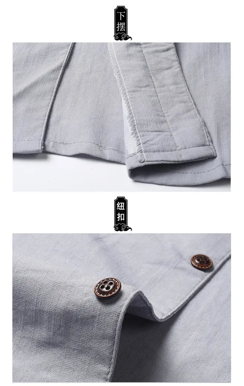 Men's Short-Sleeve Mandarin Collar Tang Shirt