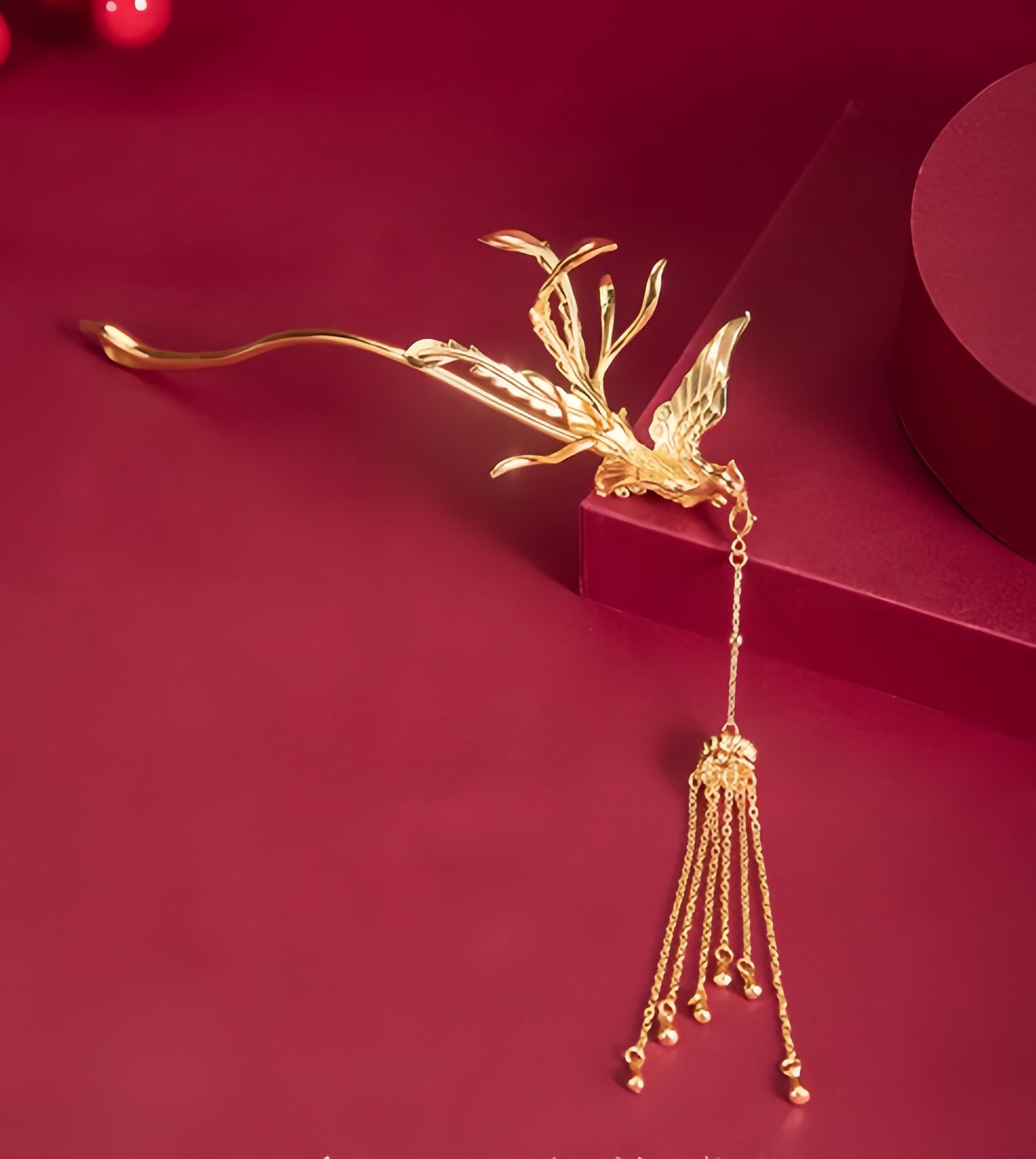 Chinese bridal golden phoenix hair stick