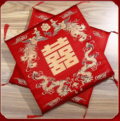 Double Happiness Dragon Phoenix Kneeling Pads for chinese wedding and tea ceremony