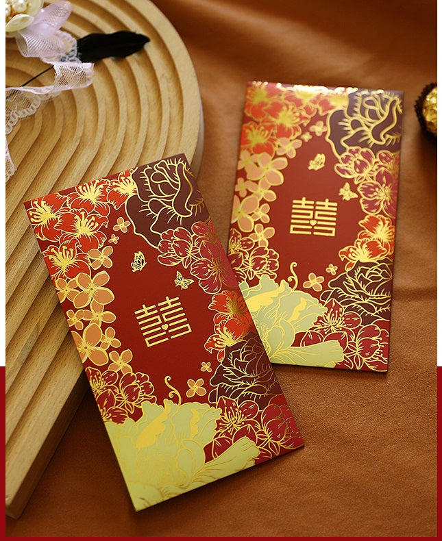 Double Happiness Floral Wedding Red Envelopes
