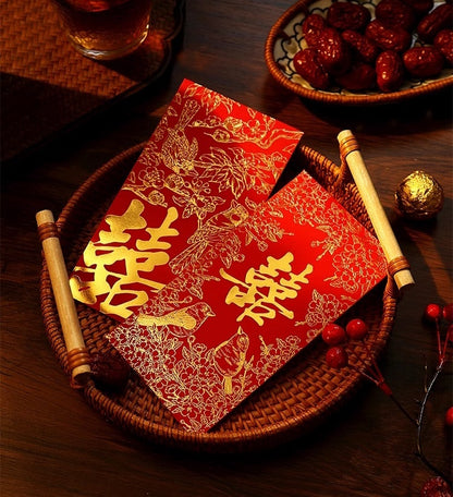 Red Golden Double Happiness Wedding  Red Envelopes | Birds (10pcs)