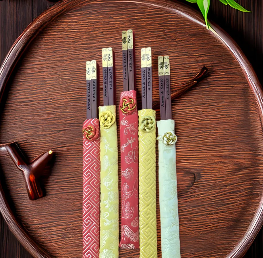 personalized name double happiness chopsticks for wedding gift