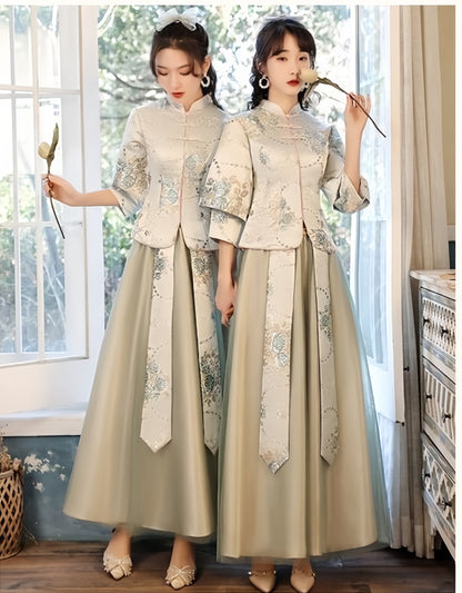 Green Bridesmaid Qipao Cheongsam  Dress