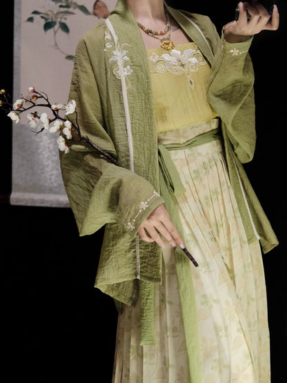 Green & Yellow Floral Song Dynasty Hanfu Set