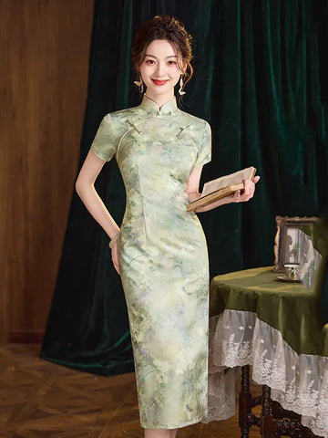 Élégante qipao florale verte | Grace