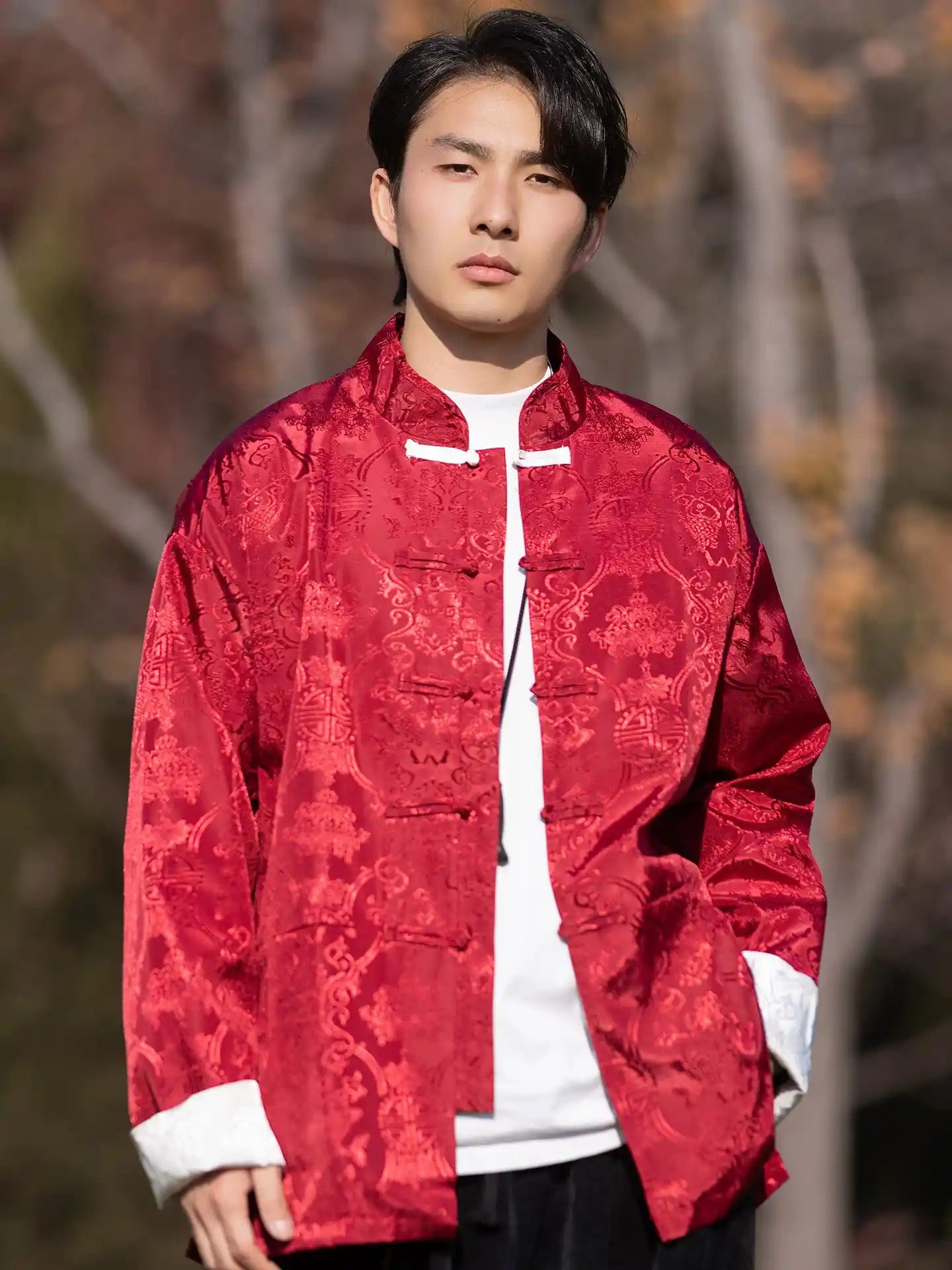 Veste de costume pour homme avec broderie de dragon chinois Manchu Tang Mandarin