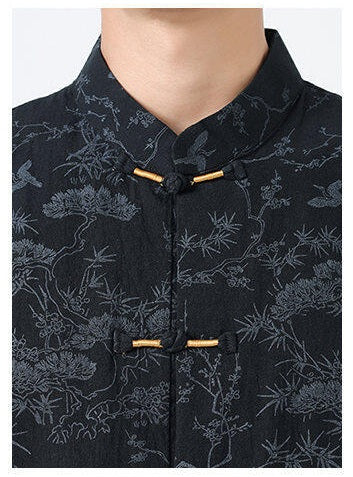 Men's Modern Chinese Style Half Sleeve Tang Suit Shirt