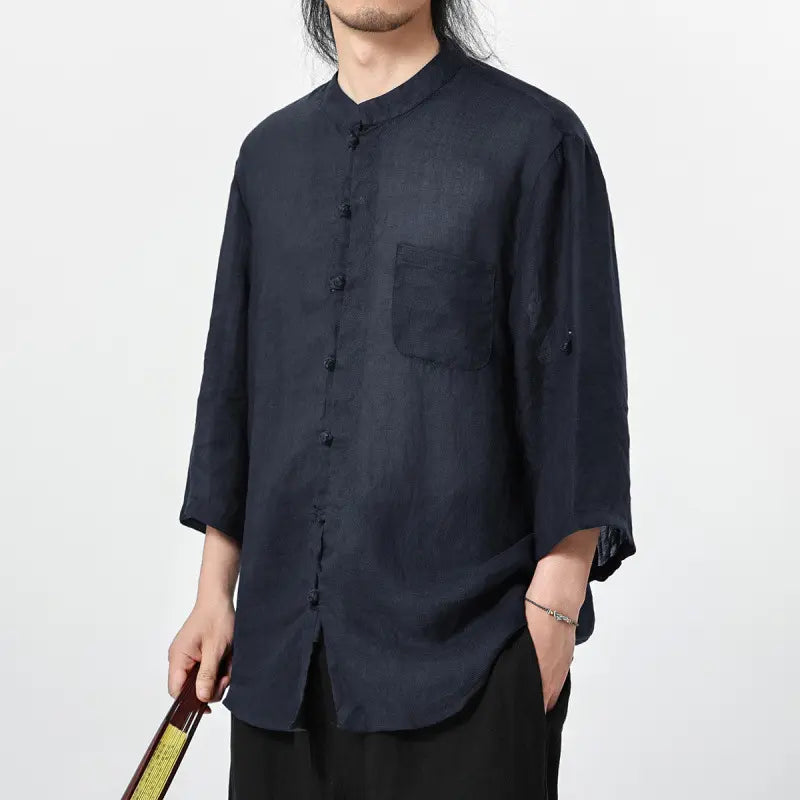 Vintage Chinese Style 100% Pure Ramie Tang Shirt