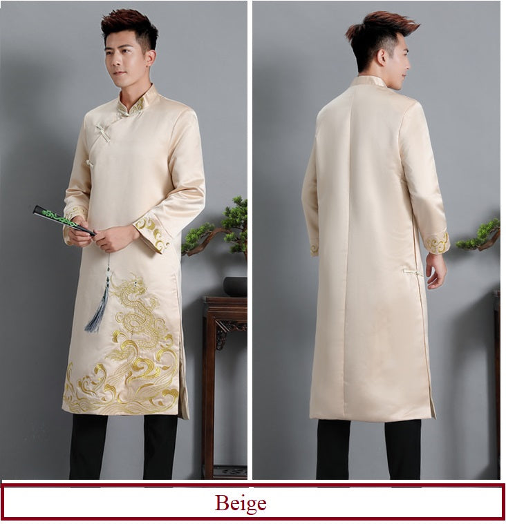Chinese beige dragon tang jacket