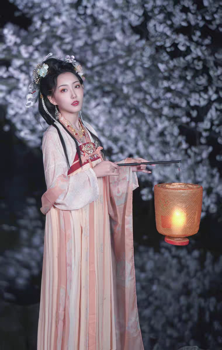 Robe HanFu de la dynastie Tang brodée de fleurs roses