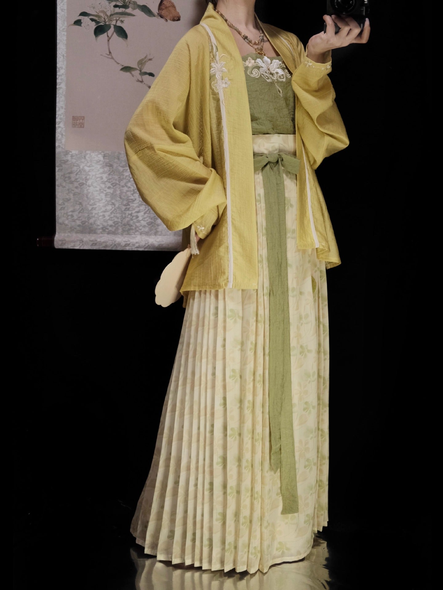 Green & Yellow Floral Song Dynasty Hanfu Set