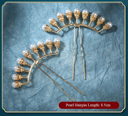 Chinese bridal pearl hair pin
