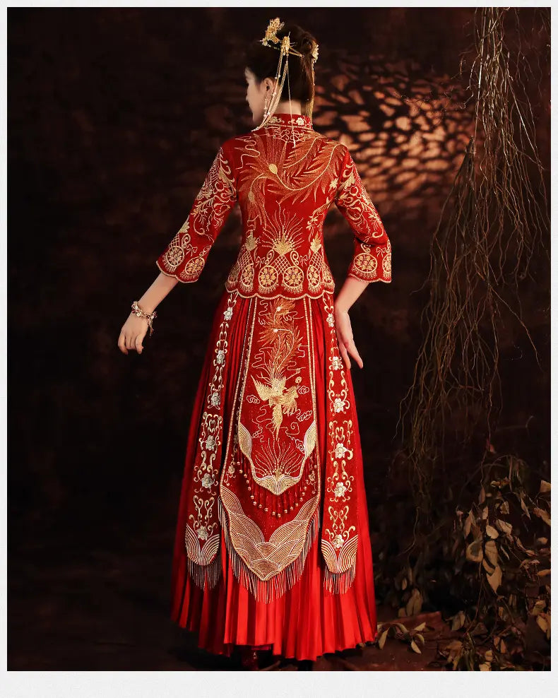 Traditional Chinese Bridal  Phoenix  Qun Kwa Dress |Prosperity