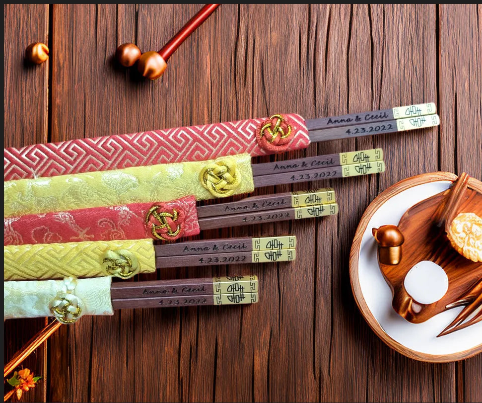personalized name double happiness chopsticks for wedding gift