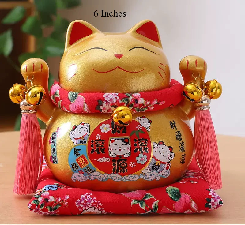 Golden Lucky Cat bring prosperity and good fortune into your space , also known as Maneki Neko
