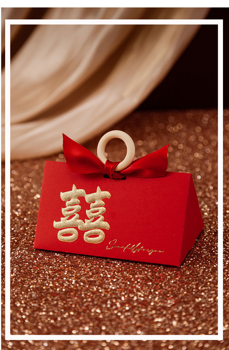 Triangle Double Happiness Favor Box for Chinese or Vietnamese wedding